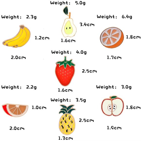 7-Piece Fruit Medley Enamel Pin Set - Brand-New! - Picture 12 of 15